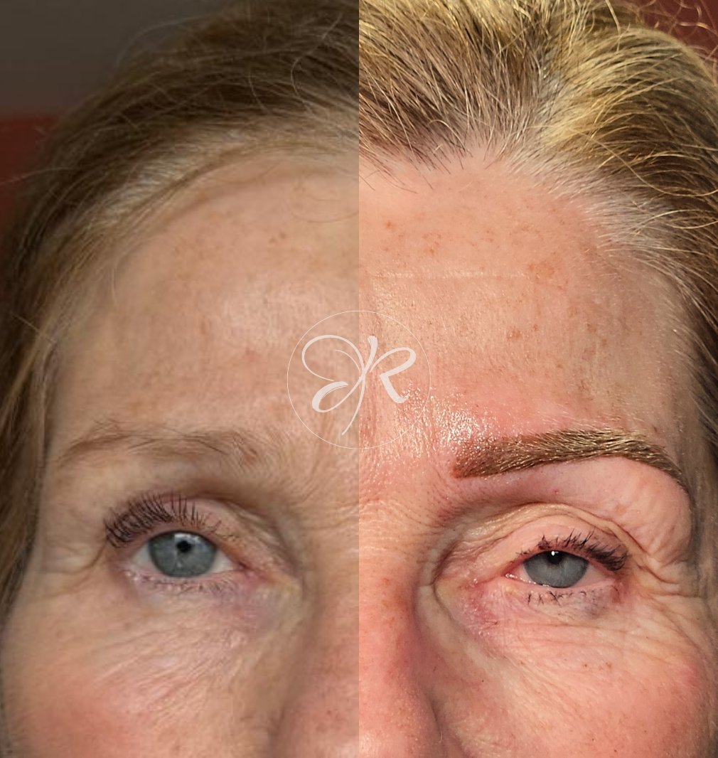 Résultat avant après sourcils effet poudré - microshading albi