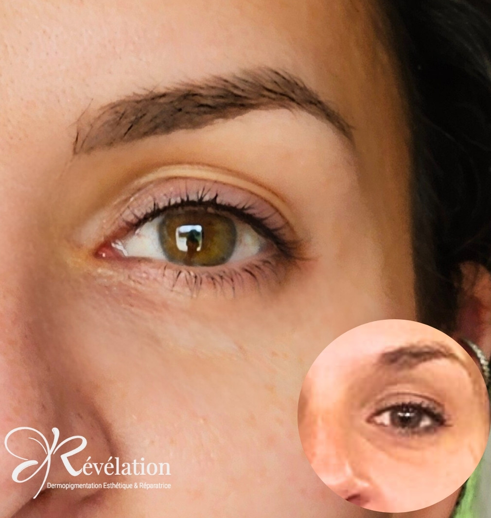 avant après maquillage permanent des sourcils poudrés