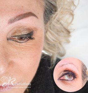 avant après maquillage permanent des sourcils poudrés