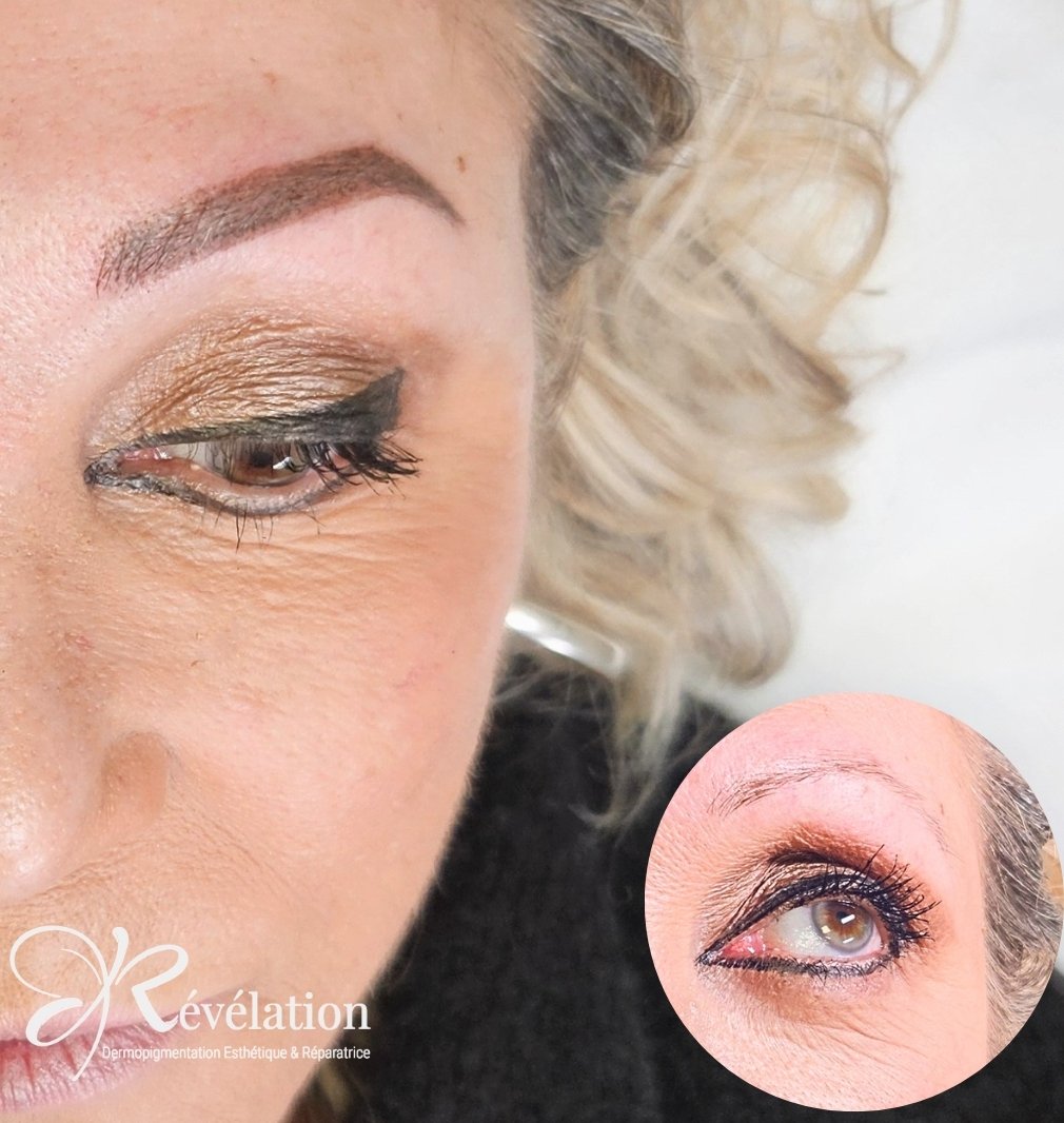avant après maquillage permanent des sourcils poudrés
